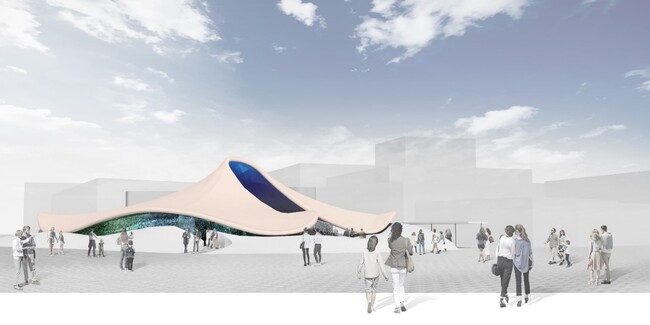 大阪・関西万博のシグネチャーパビリオン「いのち動的平衡館」の建物外観に「構造色インクジェット技術」が採用