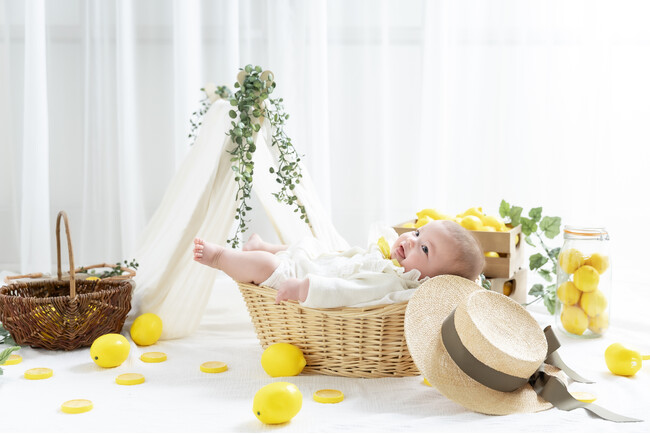 爽やかレモンに囲まれた春らしいベビーフォト【Spring Lemon】が登場