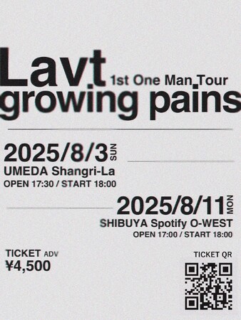 RADAR: Early Noise 2025に抜擢されたLavt初のワンマンツアー「growing pains」　を開催！