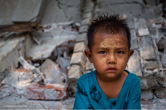 日本政府、ミャンマーでの地震被害に対応するためUNICEFに200万米ドルの緊急無償資金協力を実施