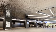 特殊金属加工スペシャリストチーム「Demold」、「夢洲（ゆめしま）駅」の地下1F改札前広場天井に自在成形パネル「波」が採用