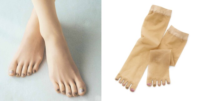 SNS総再生回数700万回突破！はくだけでプロ級ネイルが完成する「素肌風5本指ネイルソックス」の新作がフェリシモ「flufeel［フラフィール］」から登場