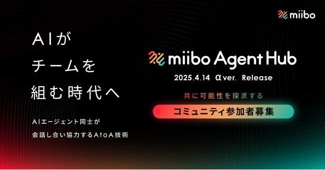 AIがチームを組む時代へ-AIエージェント同士が会話し合い協力するA2A技術「miibo Agent Hub」α版リリース