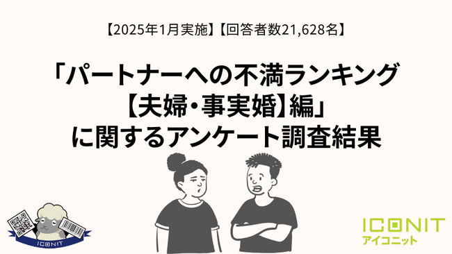 【2025年1月実施】【回答者数21,628名】「パートナーへの不満ランキング【夫婦・事実婚】編」に関するアンケート調査結果