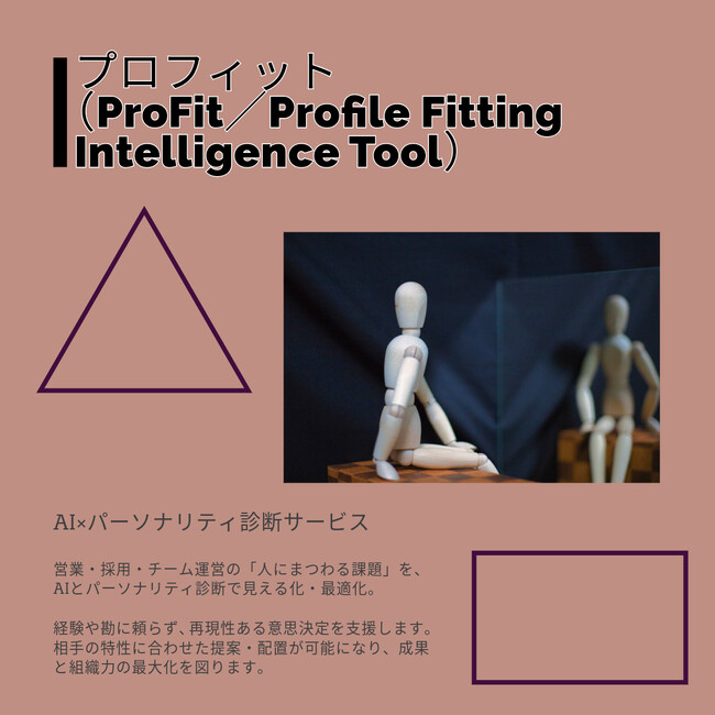 プロフィット（ProFit／Profile Fitting Intelligence Tool）｜AI×パーソナリティ診断サービス開始、営業・採用・チーム運営の「人にまつわる課題」を見える化・最適化