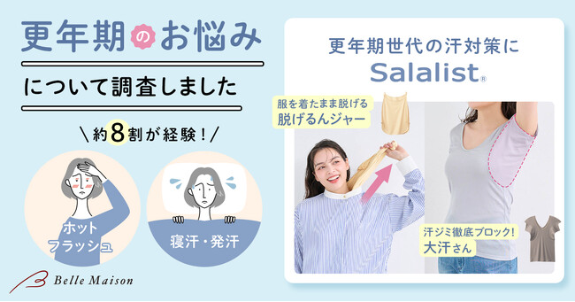 「更年期のお悩み」に関する調査を実施約8割が「ホットフラッシュ（ほてり、のぼせ）」や「寝汗・発汗」を経験　かいた汗のケアに対するニーズが明らかに