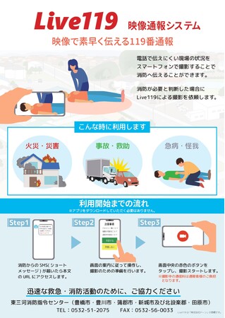 東三河消防指令センターが５月１日から映像通報システム「Ｌｉｖｅ１１９」を導入します。