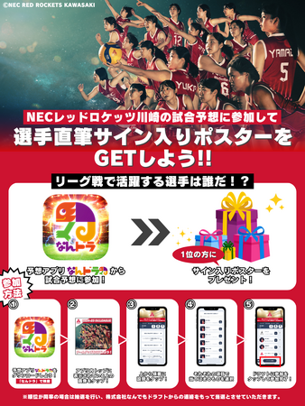 SVリーグ所属 NECレッドロケッツ川崎 4月18日（金）・19日（土）・20日（日）の活躍選手＆試合展開予想をスポーツ予想アプリ「なんドラ」で開催！