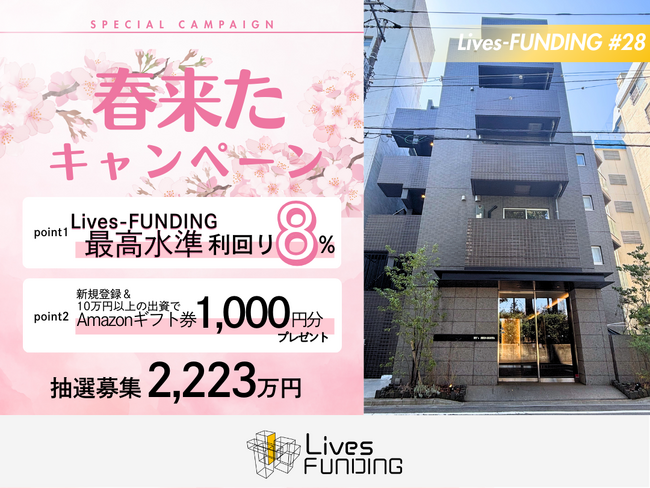 【ライブズファンディング】最高水準の利回り8.00％ + 「春来たキャンペーン」実施！