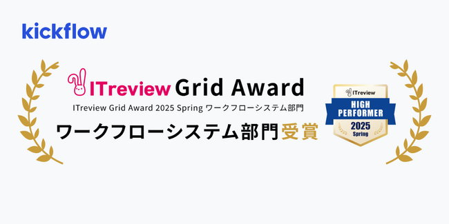 クラウドワークフロー「kickflow」、「ITreview Grid Award 2025 Spring」にて 「High Performer」を受賞