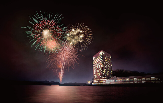 【グランドプリンスホテル広島】ゴールデンウィークの夜空を彩る花火の打ち上げを実施