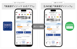 図1 『倶楽部ダイナック』のスマートフォンアプリ／LINEミニアプリ ポイントカード画面