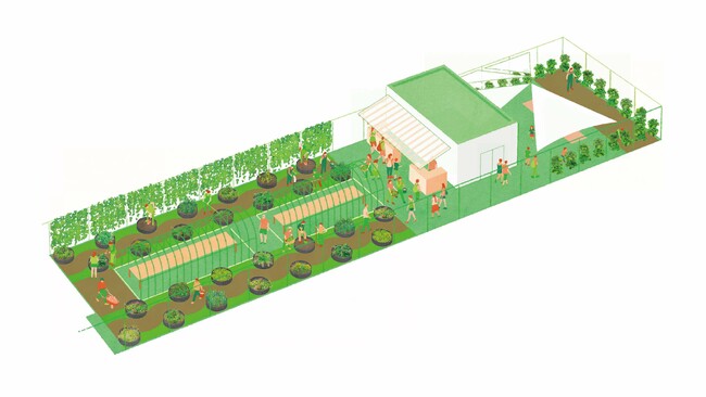 旧世田谷区池尻中学校跡地を活用した複合施設「HOME/WORK VILLAGE」の屋上に、東京で人と自然がつながるサードプレイス「ART FARM IKEJIRI」が誕生します。