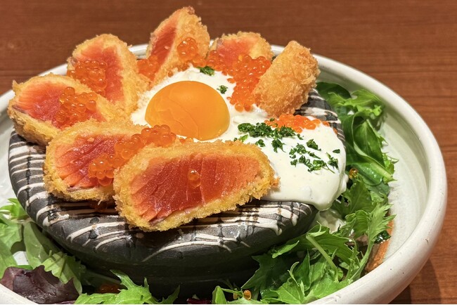 春を告げる魚“サクラマス”を贅沢レアカツに！『映え和食』がこの春新登場！【北海道海鮮 にほんいち 福島店】