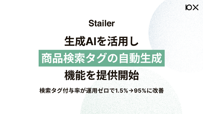 Stailerが生成AIを活用して商品検索タグの自動生成機能を提供開始　検索タグ付与率が運用なしで1.5%→95%に改善
