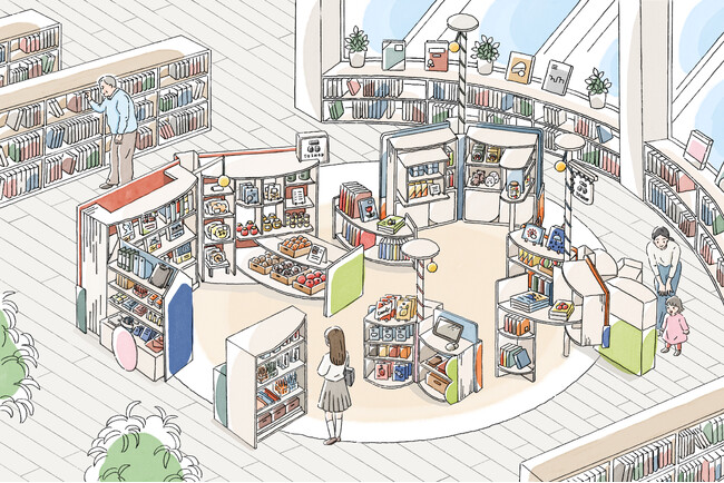 日販、公共図書館で本や文具雑貨、地域商材を販売する図書館内ショップ「TOSHOP」の実証実験開始