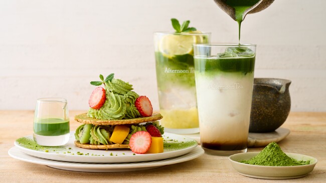 【Afternoon Tea】“宇治抹茶とフルーツのご褒美ミルフィーユ”が3店舗限定で新登場！茶筅で点てる新作抹茶ドリンクも