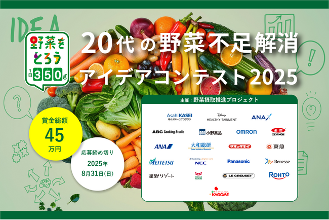 若年層の深刻な野菜不足を救え！「20代の野菜不足解消アイデアコンテスト」募集開始のお知らせ