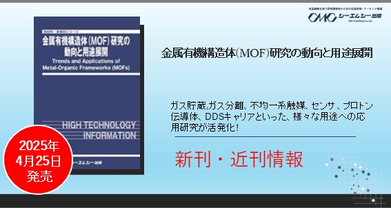 新しい多孔性材料として応用研究が活発化している金属有機構造体(Metal-organic framework)について纏めた書籍『金属有機構造体(MOF)研究の動向と用途展開』が4月25日に発売！！