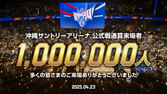 沖縄サントリーアリーナ開催公式戦 100万人達成のご報告