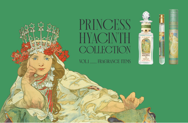 【MUCHA(ミュシャ)】おとぎ話の魅惑的な世界を表現したミュシャの代表的なポスター作品『ヒヤシンス姫』からインスパイアされた、新しい季節への高揚感を掻き立てるフレグランスコレクションを新発売