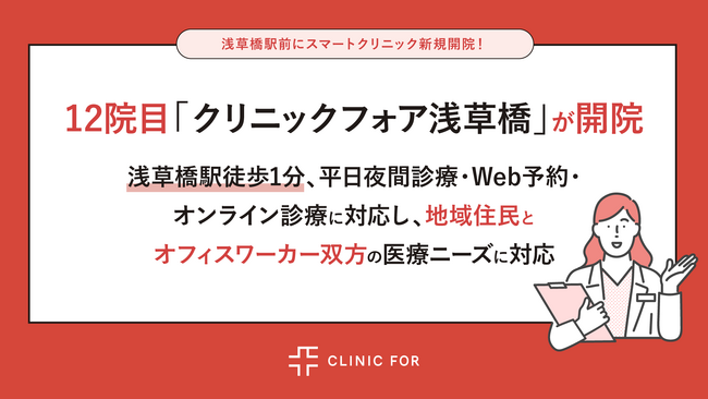 12院目「クリニックフォア浅草橋」が開院利便性とプライマリ・ケアを両立したスマートクリニック