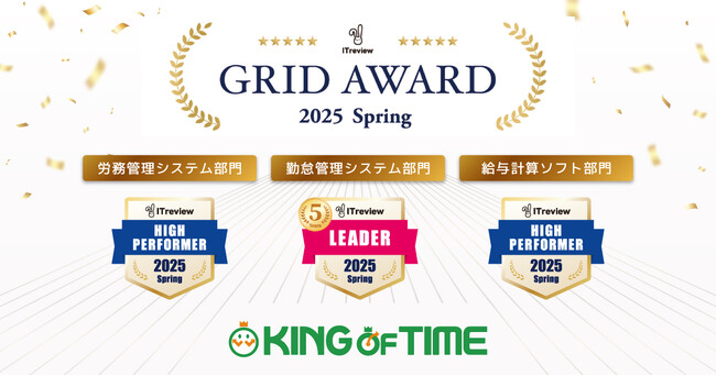 勤怠管理システム「KING OF TIME」が「ITreview Grid Award」にて最高位の「Leader」を24期連続受賞