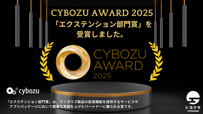 トヨクモ、CYBOZU AWARD 2025にて「エクステンション部門賞」を3年連続受賞