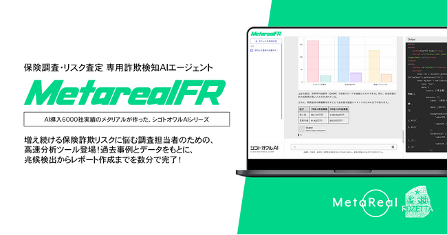 【メタリアル・グループ】 保険業界のクレーム・リスク評価担当者向け 保険調査・リスク査定 専用詐欺検知AIエージェント 「Metareal フラウド（Metareal FR）」4/28提供開始