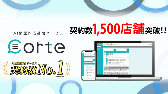 【速報】AI薬歴作成支援サービス「corte」、契約店舗数1,500店を突破！業界No.1の導入実績を達成