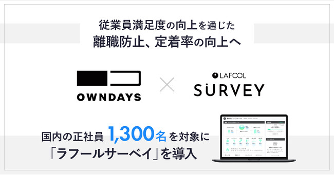 アイウェアブランドOWNDAYS、国内の正社員1,300名を対象に組織改善ツール「ラフールサーベイ」を採用！従業員満足度の向上を通じた離職防止、定着率の向上へ
