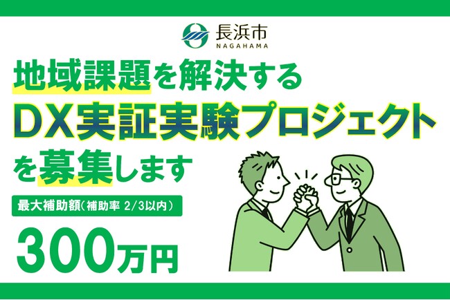 「長浜市をフィールドにして」「デジタル技術を活用して」地域課題を解決するための実証実験を支援します！