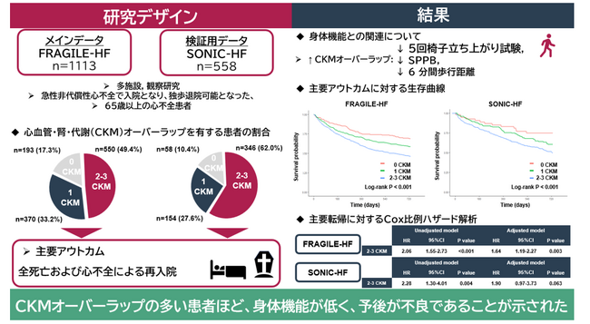 高齢心不全患者のリスク層別化におけるCKMオーバーラップが身体機能と長期予後に及ぼす影響の検討