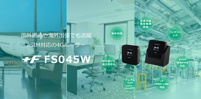 富士ソフト、eSIM対応4Gモバイルルーター「+F FS045W」を販売開始　人気の+Fシリーズ製品に海外でも利用可能なモバイルルーターの新機種が登場