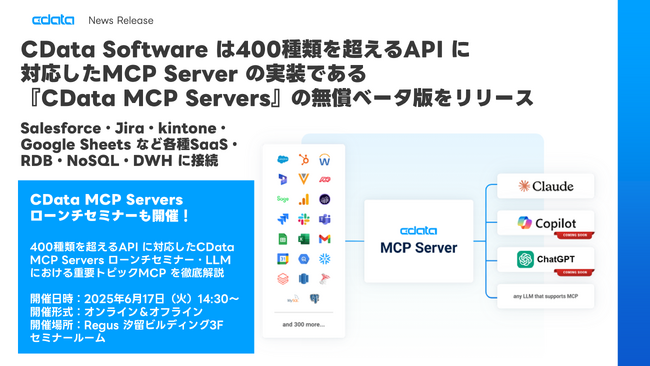 CData Software は400種類を超えるAPI に対応したMCP Server の実装である『CData MCP Servers』の無償ベータ版をリリース
