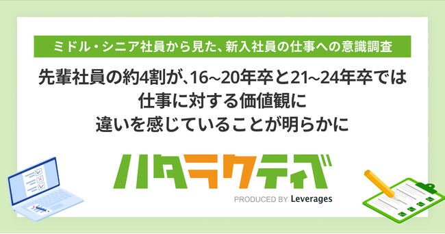 ミドル・シニア世代の先輩社員の約4割が16～20年卒と21～24年卒では仕事に対する価値観に違いを感じていることが明らかに