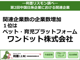「第2回中国日系企業の関連企業数」調査結果 「第2回中国日系企業の関連企業数」調査結果
