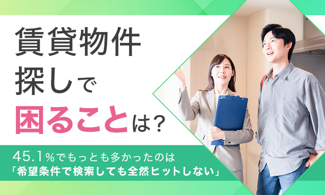 【賃貸物件探しで困ることは？】45.1％でもっとも多かったのは「希望条件で検索しても全然ヒットしない」