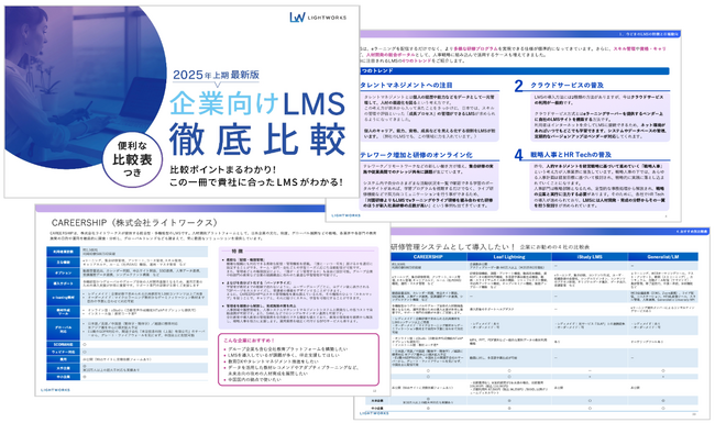 「企業向けLMS徹底比較2025年上期最新版」をライトワークスが無償提供開始