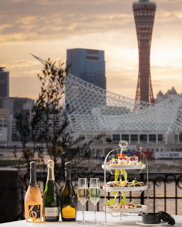 【レストランカフェテラス アミ神戸】夕日を眺めながら絶景テラスで乾杯！シャンパーニュのフリーフローを愉しめるトワイライトプランを販売開始