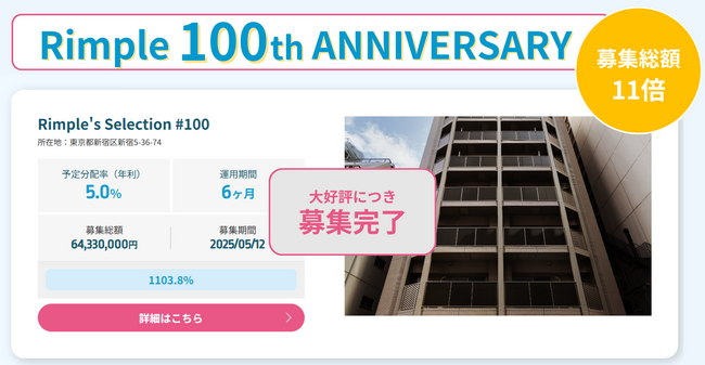 ミガログループのプロパティエージェントが開催した「Rimple’s Selection#100記念キャンペーン」募集終了のお知らせ