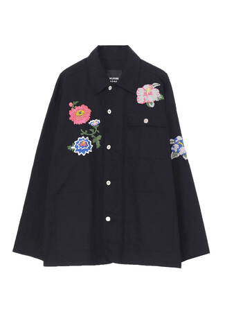 WILDSIDE YOHJI YAMAMOTO × NÒMARHYTHM TEXTILE、花の手刺繍を施したワークジャケットと開襟シャツを5月21日(水)に発売