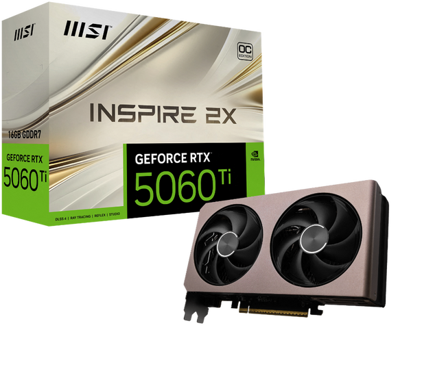 MSI、GeForce RTX(TM) 5060 Ti 16GBを搭載したグラフィックスカード「GeForce RTX(TM) 5060 Ti 16G INSPIRE 2X OC」発売日決定のお知らせ