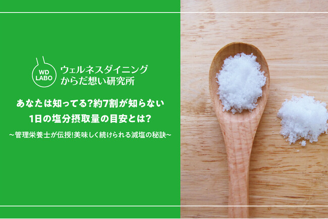 【ウェルネスダイニング】あなたは知ってる？約7割が知らない「1日の塩分摂取量の目安」とは？回答者の半数以上が悩む