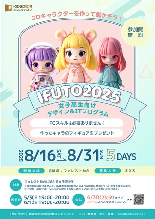 認定NPO法人キッズドア　＜女子高校生対象＞IT＆デザインプログラム【IFUTO】東北会場の生徒を募集