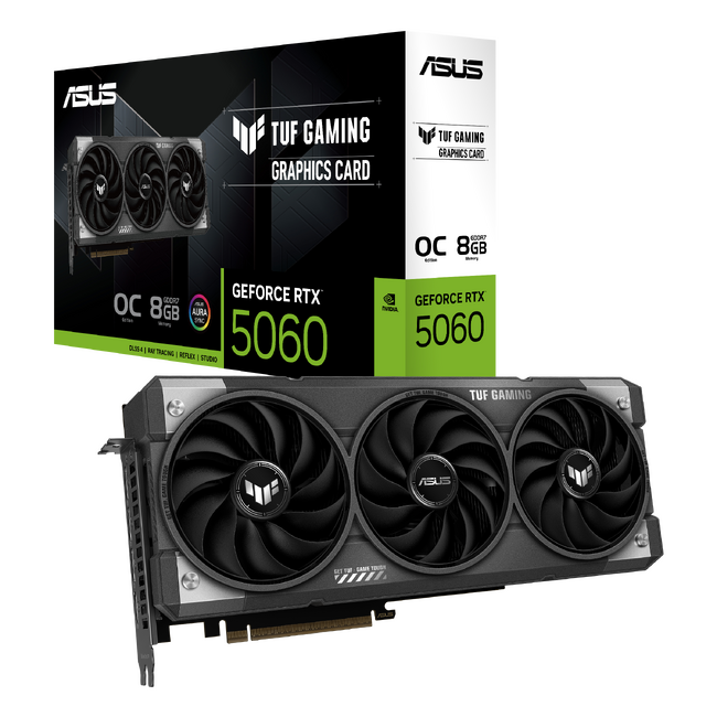 ASUSより、NVIDIA(R) GeForce RTX(TM) 5060 8GBを搭載したビデオカードTUF Gamingシリーズ、PRIMEシリーズ、DUALシリーズの3モデルを発表