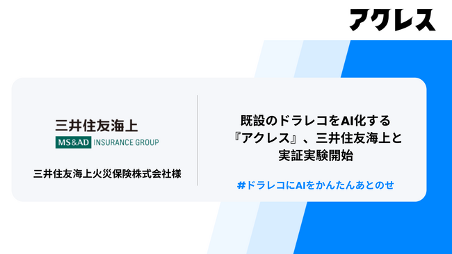 既設のドラレコをAI化する『アクレス』、三井住友海上と実証実験開始