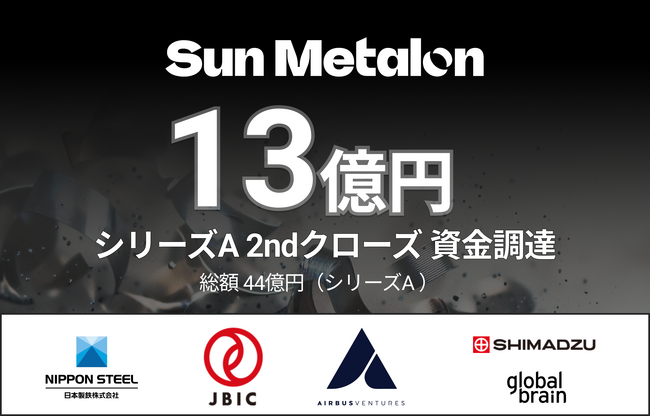 金属業界の脱炭素化を推進するSun Metalon、シリーズA 2ndクローズで総額13億円（910万米ドル）を日米の投資家より調達、累計調達額は58億円（約4千万米ドル）に