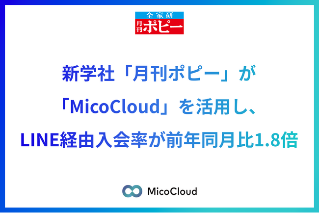 新学社の通信教育「月刊ポピー」が「MicoCloud」を活用し、LINEからの入会率が前年同月比1.8倍に向上