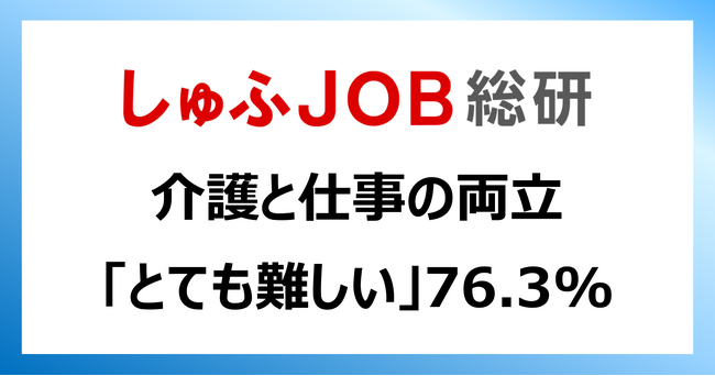 ＜ワーキングケアラー＞介護と仕事の両立「とても難しい」76.3%／在宅勤務で「両立しやすくなる」48.4％